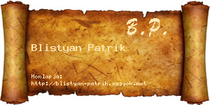 Blistyan Patrik névjegykártya